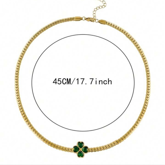 Green Heart Flower Stainless Steel Chain Necklace For Women. - Picture 6 of 6